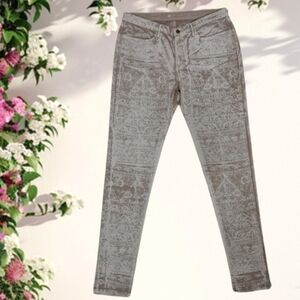 Levi's 501 Printed Mid Rise Skinny Jeans in Tan and Cream - Sz 30